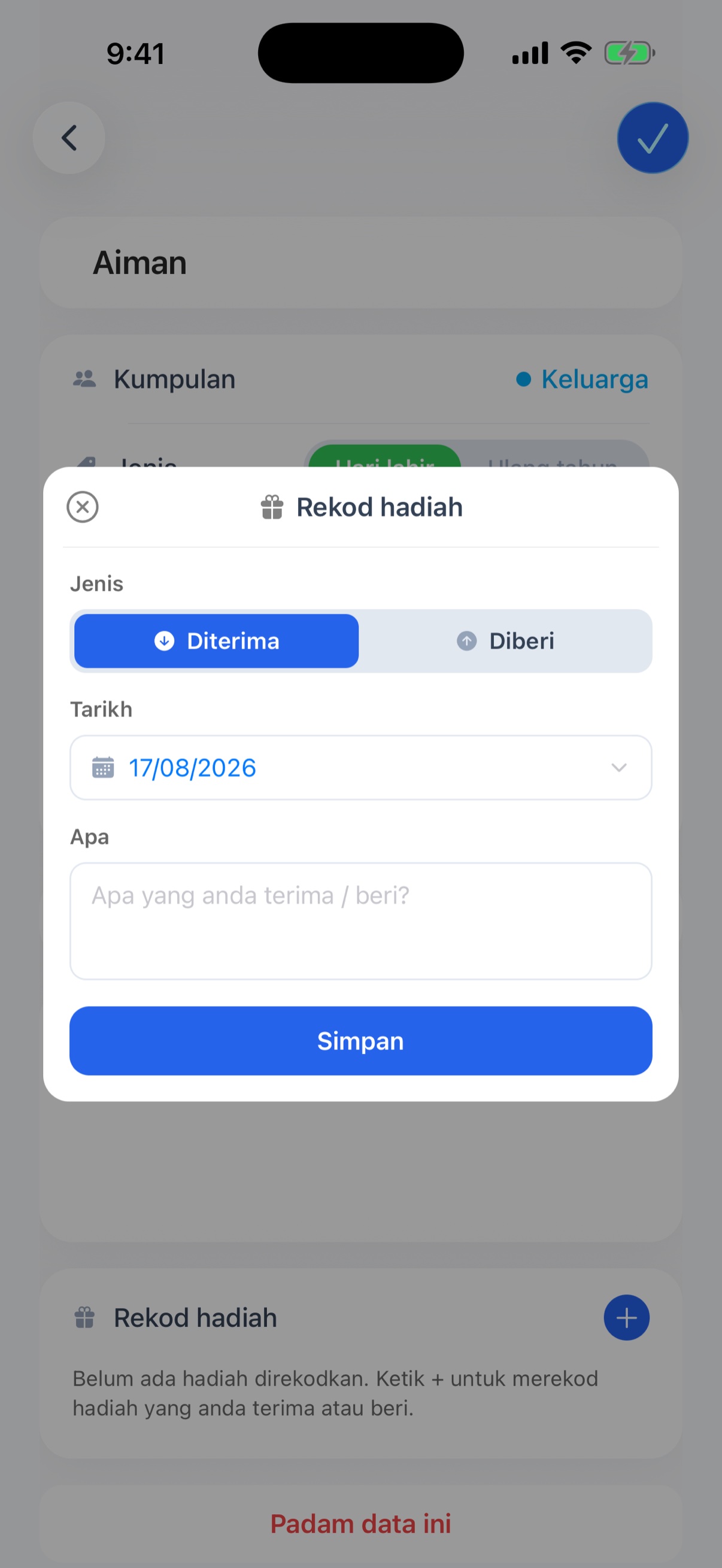 Widget pada Skrin Utama