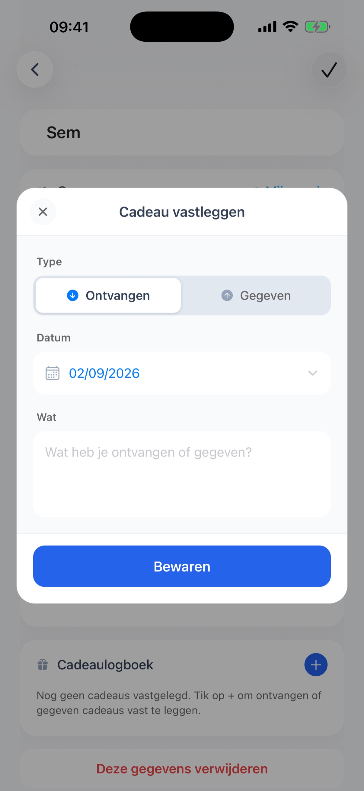 Cadeaulogboek - gegeven en ontvangen cadeaus vastleggen