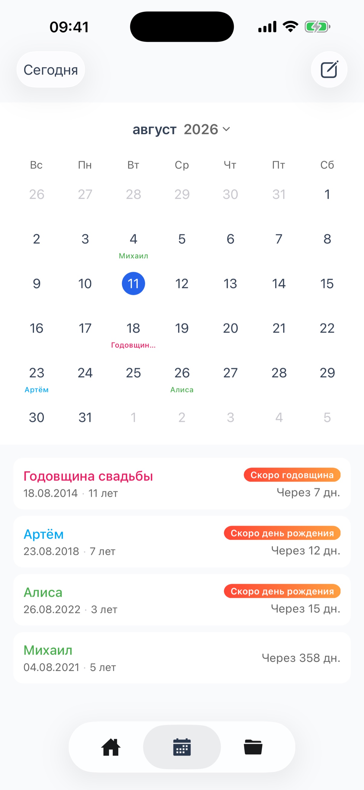 Журнал подарков - записи о подаренном и полученном